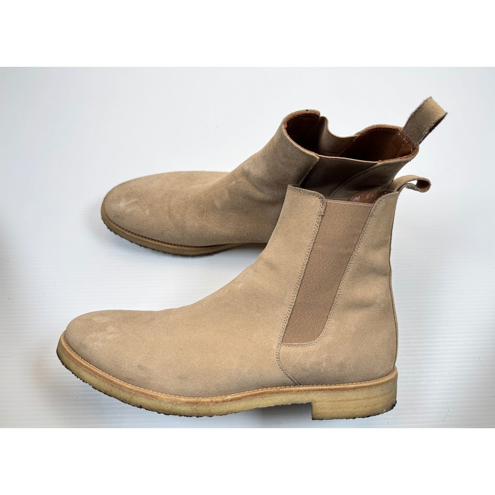 ORO Alicante Crepe‎ Chelsea Boots Mens 12 $385 Suede Pull on Round Toe Ankle Tan